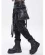 Devil Fashion Black Gothic Punk Studded Strap Leather Belt with Bag