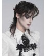 Devil Fashion White and Black Victorian Gothic Lace Embroidery Beaded Jabot