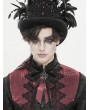 Devil Fashion Black and Red Gothic Retro Embroidered Lace Applique Bow Tie