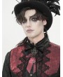 Devil Fashion Black and Red Gothic Retro Embroidered Lace Applique Bow Tie