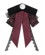 Devil Fashion Black and Red Gothic Retro Embroidered Lace Applique Bow Tie