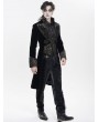 Devil Fashion Black and Gold Brocade Retro Gothic Velvet Tailcoat for Men