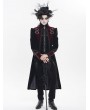 Devil Fashion Black and Red Gothic Vintage Embroidered Velvet Tailcoat for Men