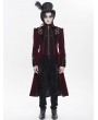 Devil Fashion Red and Black Gothic Vintage Embroidered Velvet Tailcoat for Men