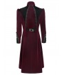 Devil Fashion Red and Black Gothic Vintage Embroidered Velvet Tailcoat for Men