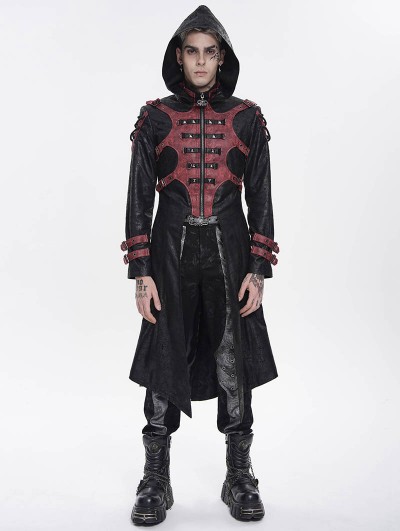 Devil Fashion Black Gothic Punk Armor Buckled Zip-Up Jacket for Men