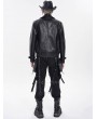 Devil Fashion Black Gothic Punk Asymmetric Zip Eyelet Lapel Jacket for Men