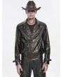 Devil Fashion Brown Gothic Punk Asymmetric Zip Eyelet Lapel Jacket for Men
