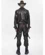 Devil Fashion Brown Gothic Punk Asymmetric Zip Eyelet Lapel Jacket for Men