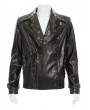 Devil Fashion Brown Gothic Punk Asymmetric Zip Eyelet Lapel Jacket for Men