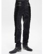 Devil Fashion Black Retro Gothic Embroidery Velvet Panel Pants for Men