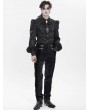 Devil Fashion Black Retro Gothic Embroidery Velvet Panel Pants for Men