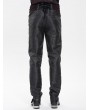 Devil Fashion Black and Red Retro Gothic Embroidery Velvet Panel Pants for Men