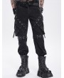 Devil Fashion Black and Silver Studded Punk Gothic Detachable Pants for Men