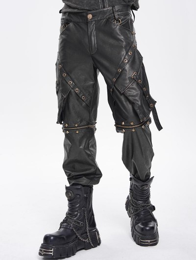 Devil Fashion Black and Bronze Studded Punk Gothic Detachable Pants for Men