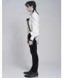 Devil Fashion White Gothic Floral Pattern Swallow-Tailed Shirt for Men