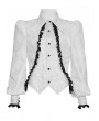 Devil Fashion White Gothic Floral Pattern Swallow-Tailed Shirt for Men