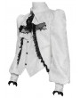 Devil Fashion White Gothic Floral Pattern Swallow-Tailed Shirt for Men