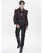 Devil Fashion Burgundy Retro Gothic Batwing Collar Button-Up Shirt for Men