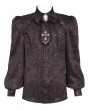 Devil Fashion Burgundy Retro Gothic Batwing Collar Button-Up Shirt for Men
