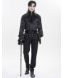 Devil Fashion Black Gothic Victorian Ruffled Stand-Up Collar Shirt for Men