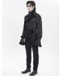 Devil Fashion Black Gothic Victorian Ruffled Stand-Up Collar Shirt for Men