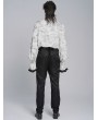 Devil Fashion White Gothic Victorian Ruffled Stand-Up Collar Shirt for Men