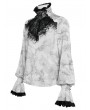 Devil Fashion White Gothic Victorian Ruffled Stand-Up Collar Shirt for Men