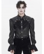 Devil Fashion Black Retro Gothic Floral Embroidery Pattern Shirt for Men