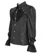 Devil Fashion Black Retro Gothic Floral Embroidery Pattern Shirt for Men
