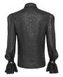 Devil Fashion Black Retro Gothic Floral Embroidery Pattern Shirt for Men