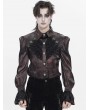 Devil Fashion Burgundy Retro Gothic Floral Embroidery Pattern Shirt for Men