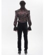 Devil Fashion Burgundy Retro Gothic Floral Embroidery Pattern Shirt for Men