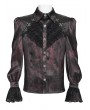 Devil Fashion Burgundy Retro Gothic Floral Embroidery Pattern Shirt for Men