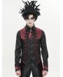 Devil Fashion Black and Red Gothic Embroidered Swallowtail Party Shirt for Men