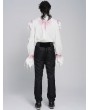 Devil Fashion White and Red Retro Gothic Vampire Fringe Ruffle Shirt for Men