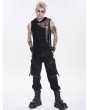 Devil Fashion Black Gothic Punk Hooded Asymmetric Tank Top for Men