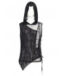 Devil Fashion Black Gothic Punk Hooded Asymmetric Tank Top for Men