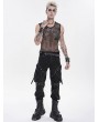 Devil Fashion Black Gothic Punk Mesh Tank Top with Chain