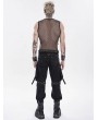 Devil Fashion Black Gothic Punk Mesh Tank Top with Chain