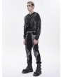 Devil Fashion Black Gothic Punk Distressed Hooded Top for Men