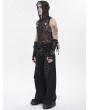 Devil Fashion Black Gothic Punk Skull Pattern Mesh Hooded Top for Men