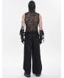 Devil Fashion Black Gothic Punk Skull Pattern Mesh Hooded Top for Men