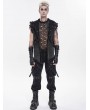 Devil Fashion Black Gothic Punk Eyelet Distressed Hooded Vest for Men