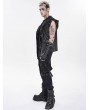 Devil Fashion Black Gothic Punk Eyelet Distressed Hooded Vest for Men