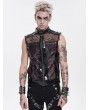 Devil Fashion Black and Red Gothic Punk Rock Spiked Leather Vest for Men