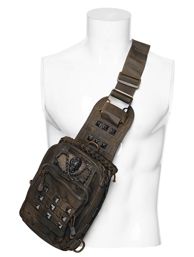 Punk Rave Coffee Gothic Punk Skull Studded Backpack