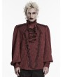 Punk Rave Red Gorgeous Gothic Coffin Embroidered Men's Shirt with Detachable Collar