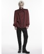 Punk Rave Red Gorgeous Gothic Coffin Embroidered Men's Shirt with Detachable Collar