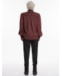 Punk Rave Red Gorgeous Gothic Coffin Embroidered Men's Shirt with Detachable Collar